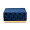 Baxton Studio Verene Blue Velvet Upholstered Gold Finished Square Cocktail Ottoman 163-10570 - alternate 5